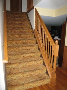 HMI Remodeling-Hoske Maintenance-removed and installed new oak hand rail (left) and full railing on right (also upstairs - partial view).