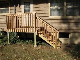 HMI Remodeling-Hoske Maintenance-removed old porch, design and installed new exterior landing and stairs.